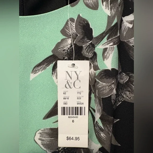 New York & Company Black and Green Floral Midi Dress - Picture 3 of 5